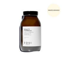 Equi Beauty Formula award-winning skin supplement bottle on white background